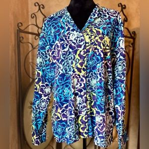 Vera Bradley XL Long sleeve, collared, button down floral top.